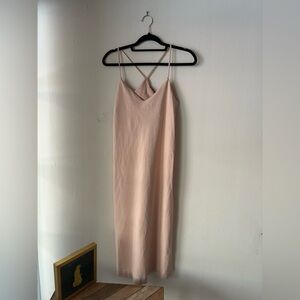 Zara medium cotton tan spaghetti strap dress